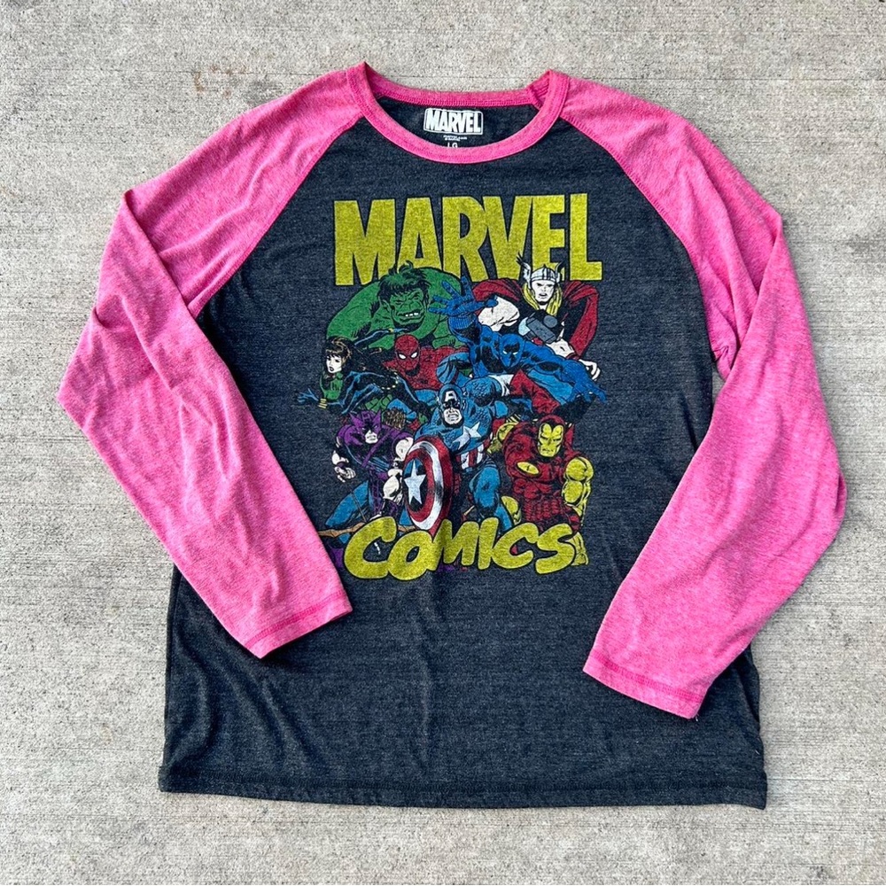 Y2K Marvel Comics Mad Engine Long Sleeve T Shirt Iron Man Hulk Spider-man Thor